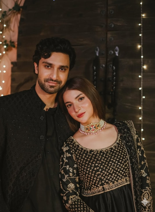 Husn-e-moti choker set Pink gold