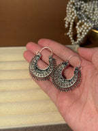 chand bali - oxidized - silver