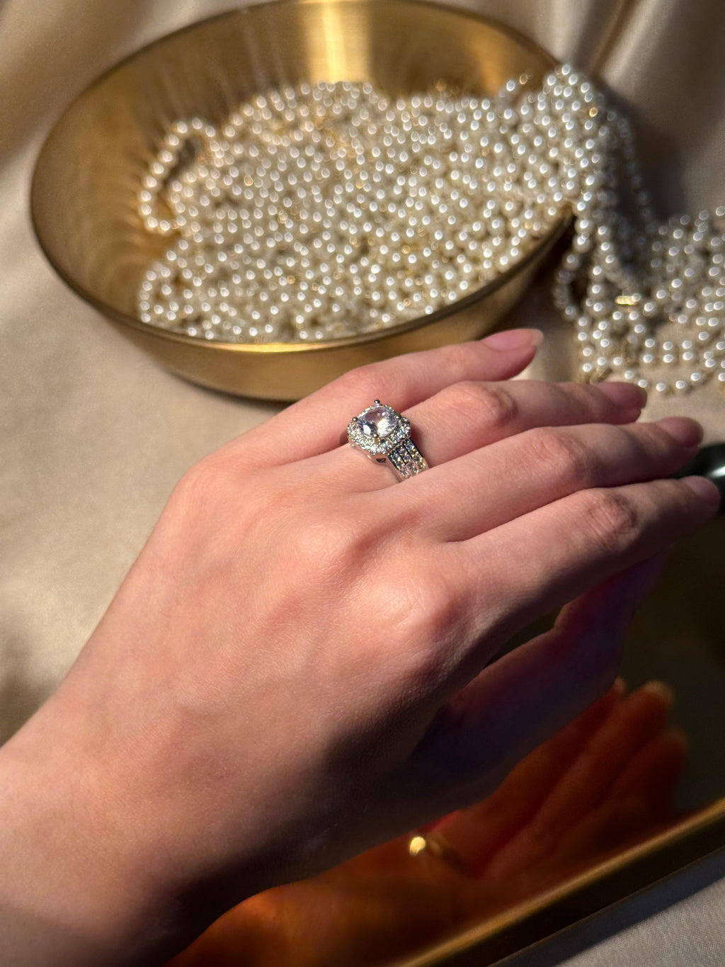 Square Gem Band Silver Ring