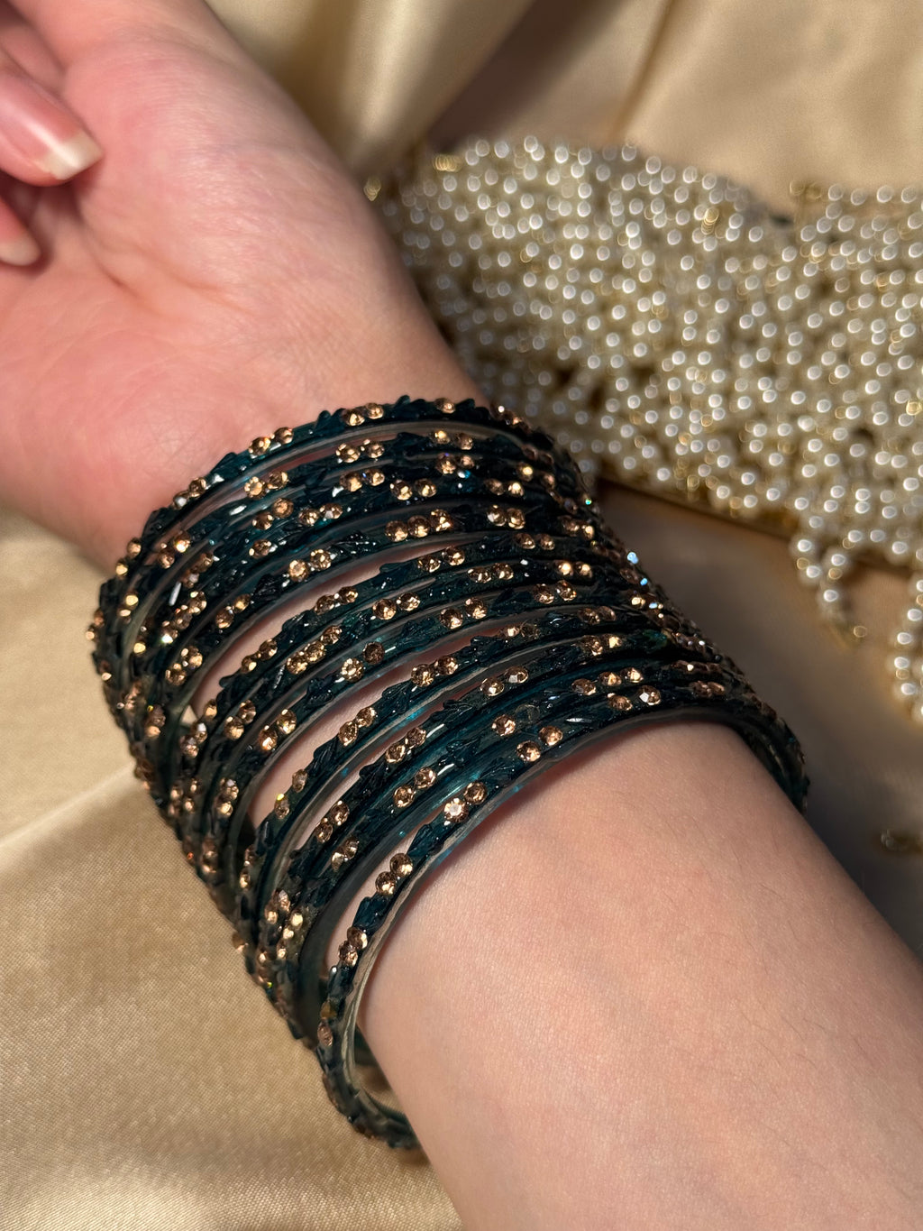 Gem bangles bottle green
