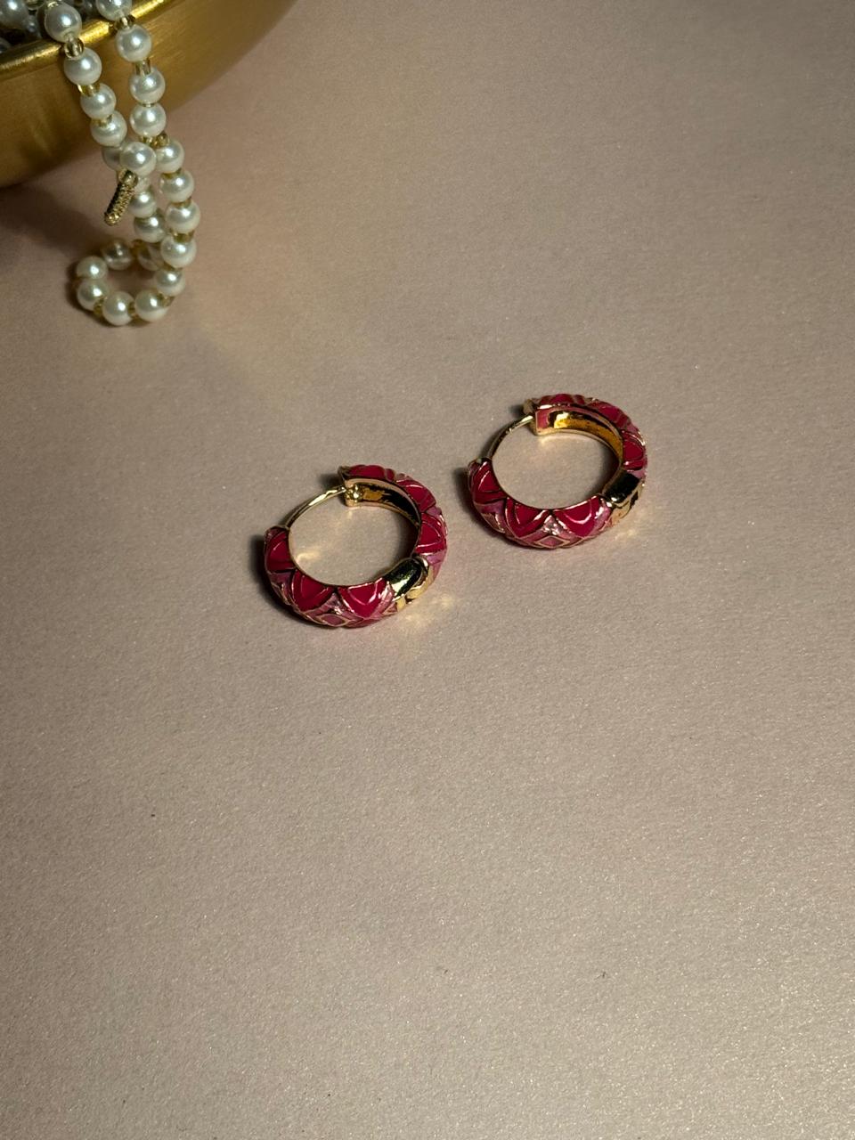 Enamel Hoops - Pink