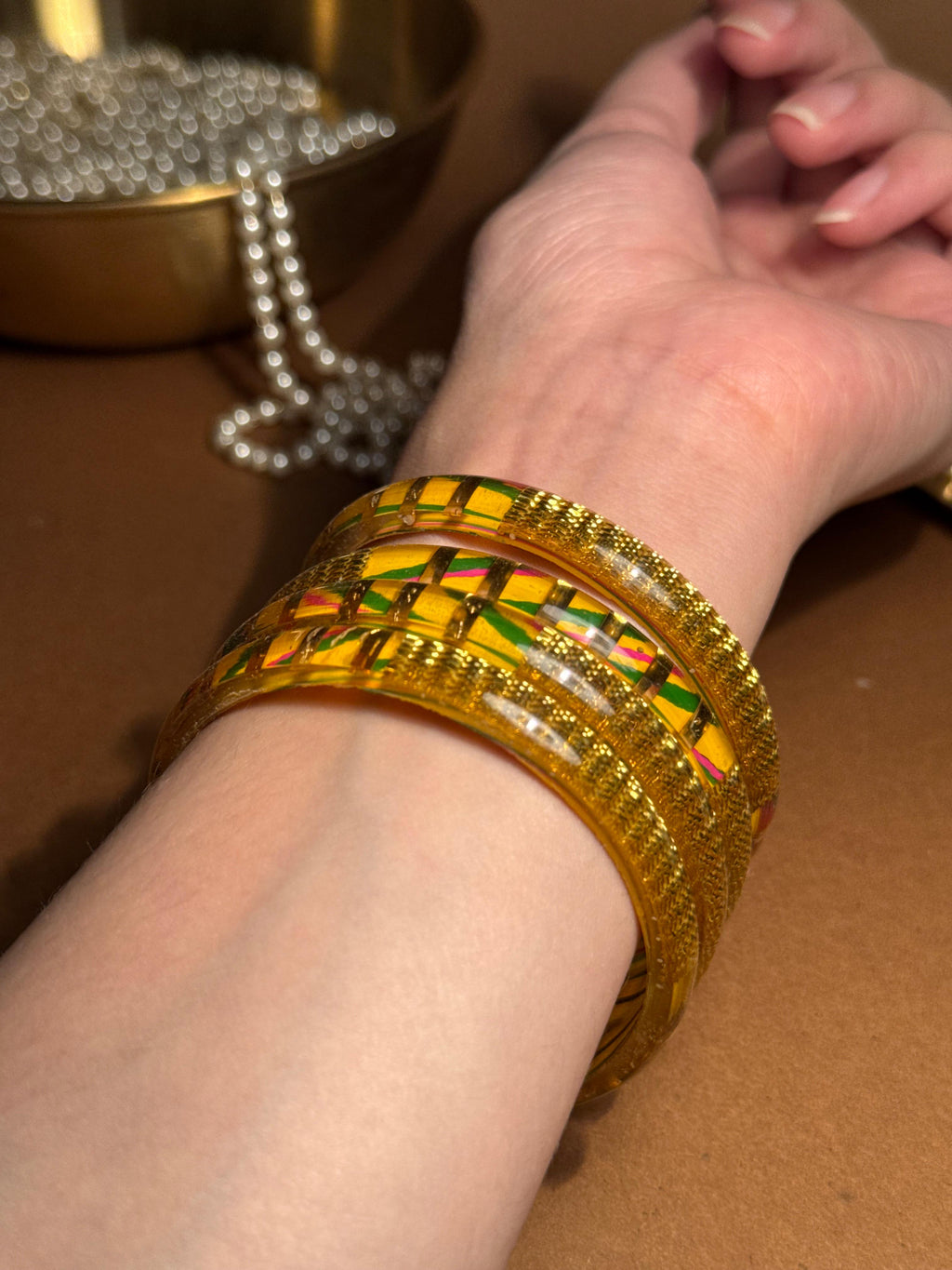 Sunshine Gulnaz bangle - Green n Pink