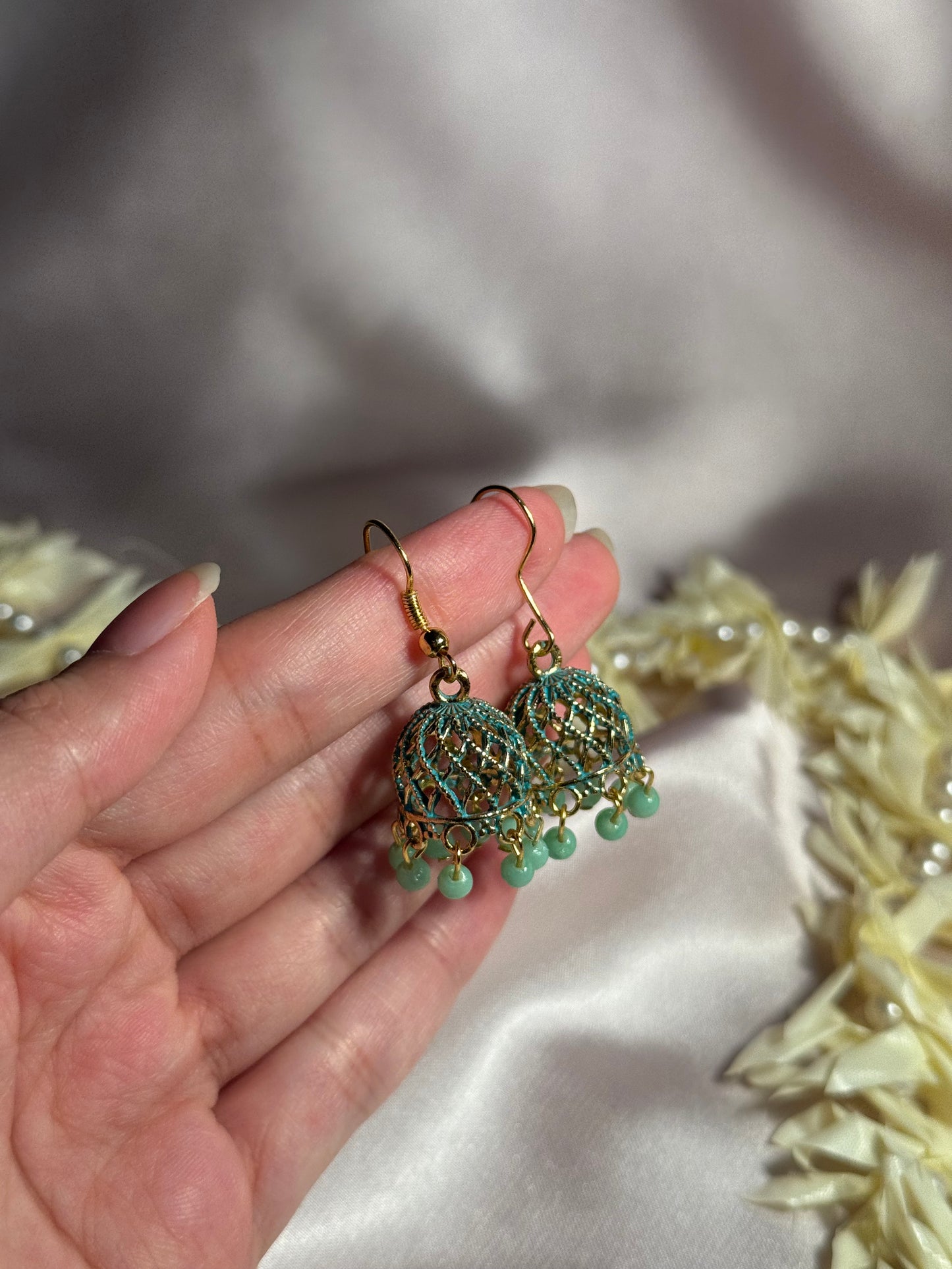 Resham jhumki mint green- rozana