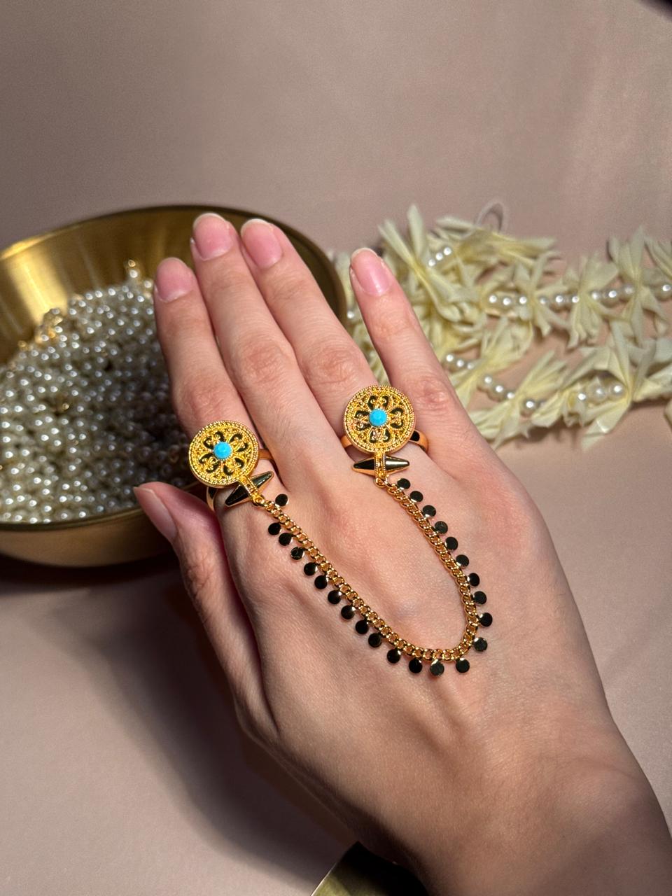 Circle Sona Double Ring - Turquoise