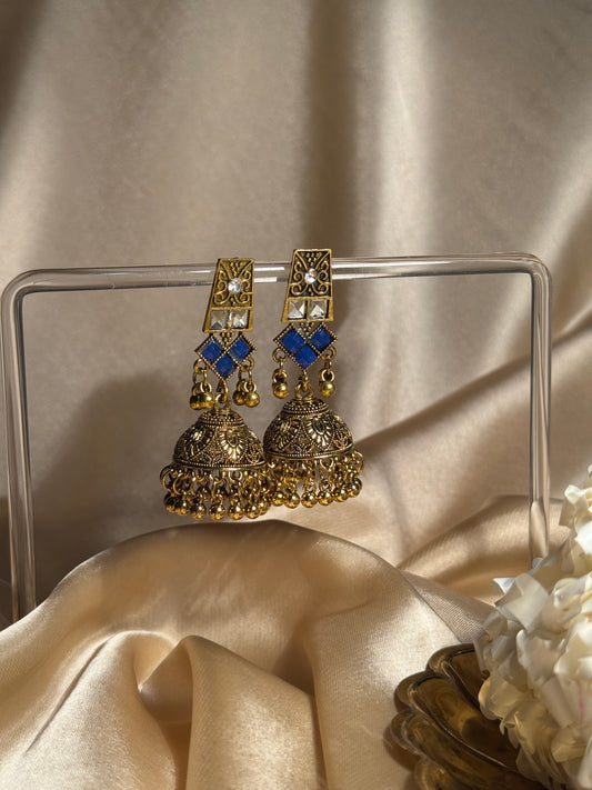 Dadi ki antique jhumkiyan khass collection- blue and gold