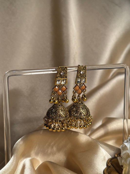 Dadi ki antique jhumkiyan khass collection- brown and gold