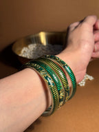 Prism gold bangle - Green (Pink)