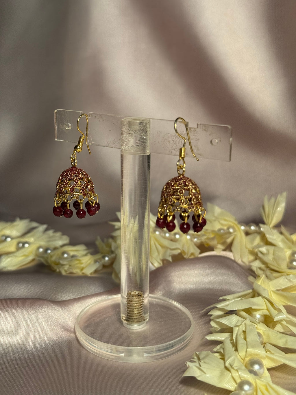 Maroon zari jhumki - rozana