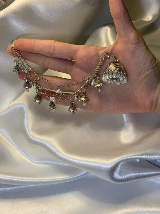 silver jhumki with sahary