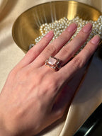 Square Bedazzled Ring Gold - Light Pink