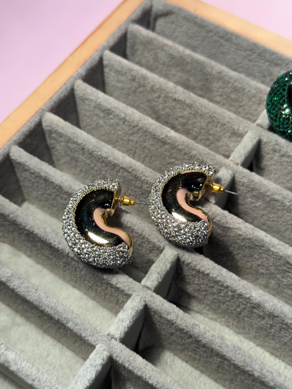Gem hoops - Silver holographic
