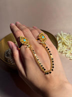 Mughal Sona Double Ring - Turquoise