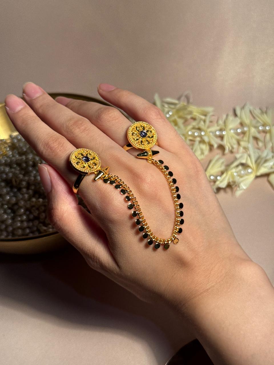 Round Sona Double Ring - Grey