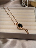 Gold Oval Necklace (Black)