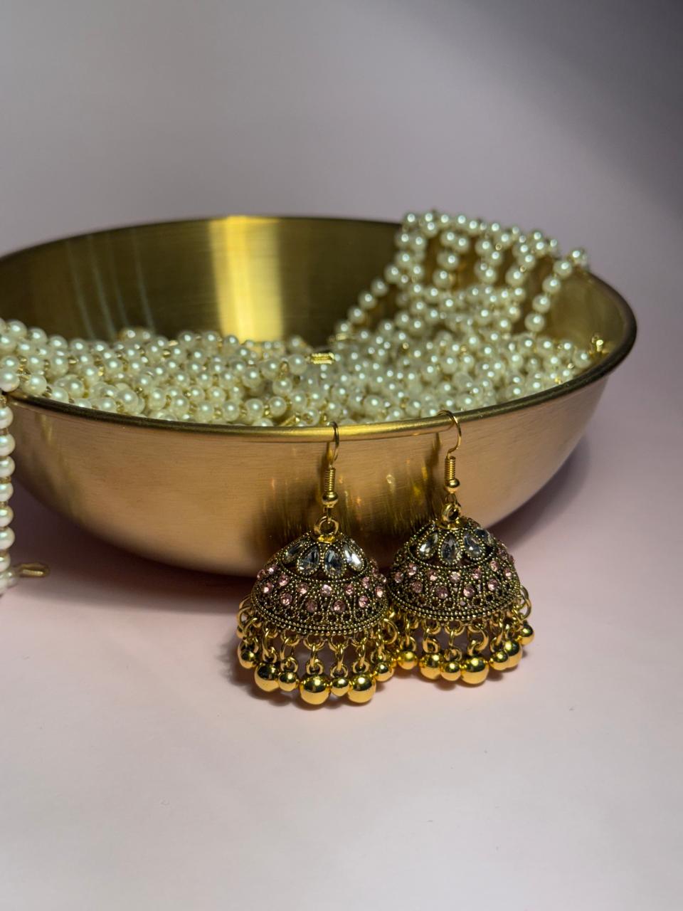 Meena karri antique Earrings - Light Pink