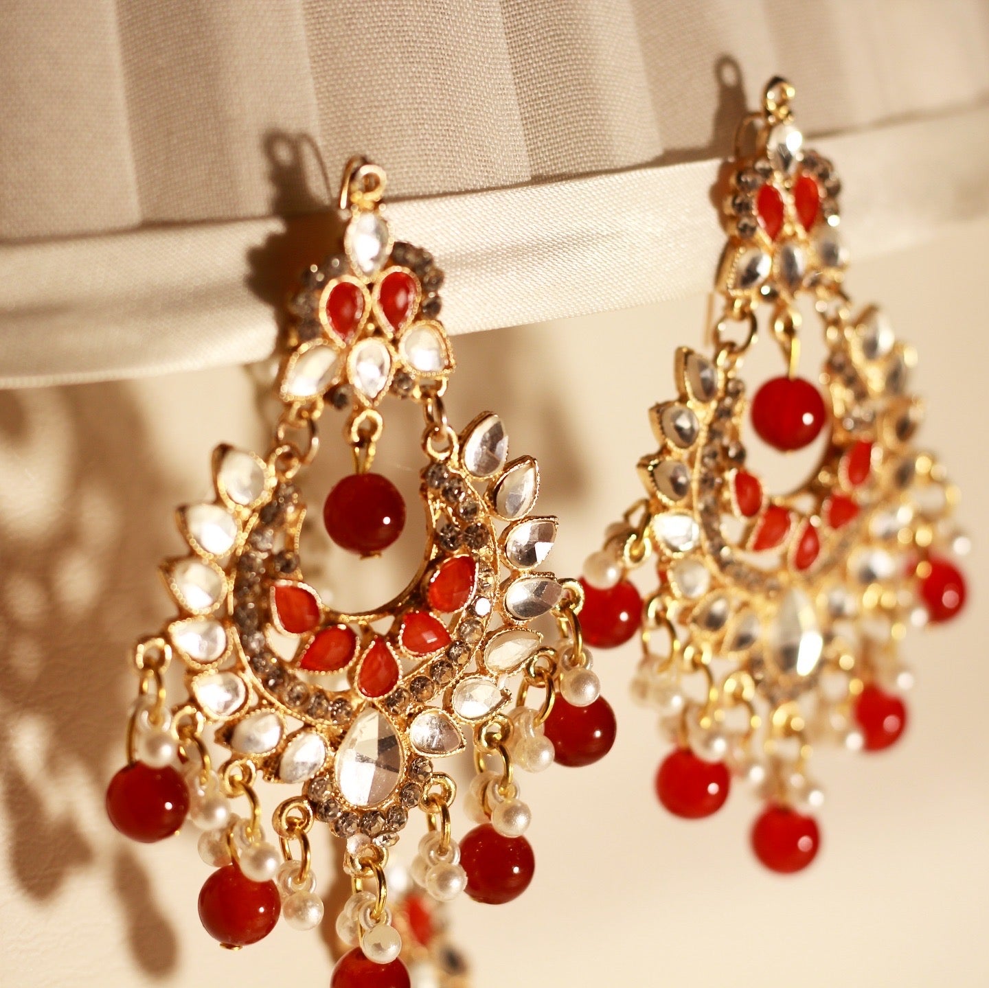 CDS-20 Kundan Kali - Earrings and Bindi set - Red