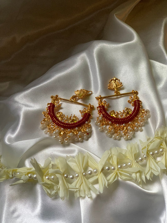 Peacock Earrings - Red