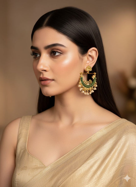 Peacock Earrings - Green