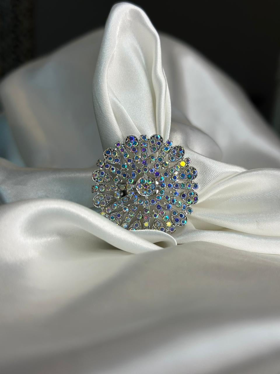 silver floral ring