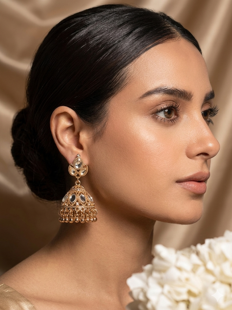Ayna jhumki khass collection-gold