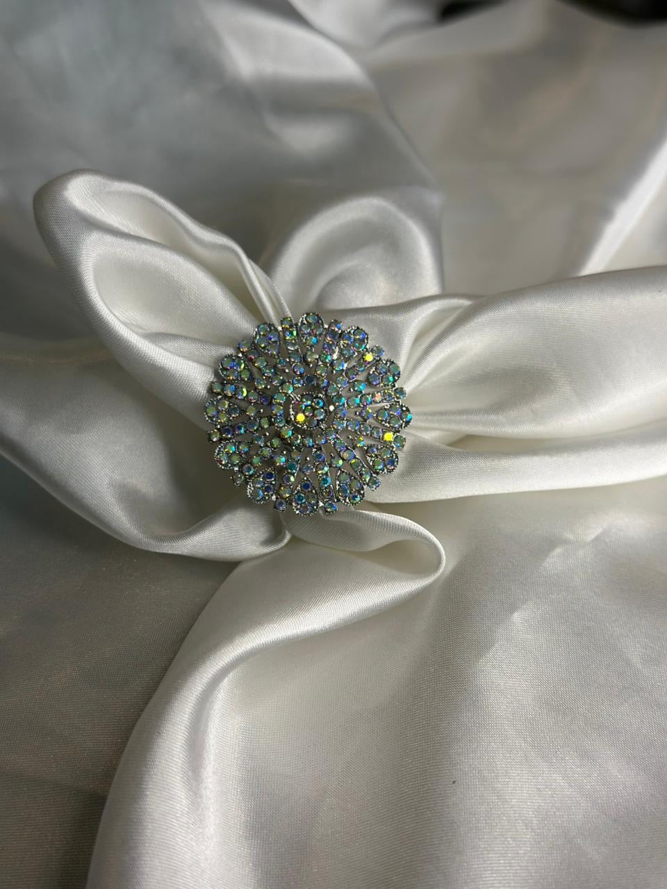 silver floral ring
