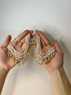 White pearl saharay with gold beads - gold
