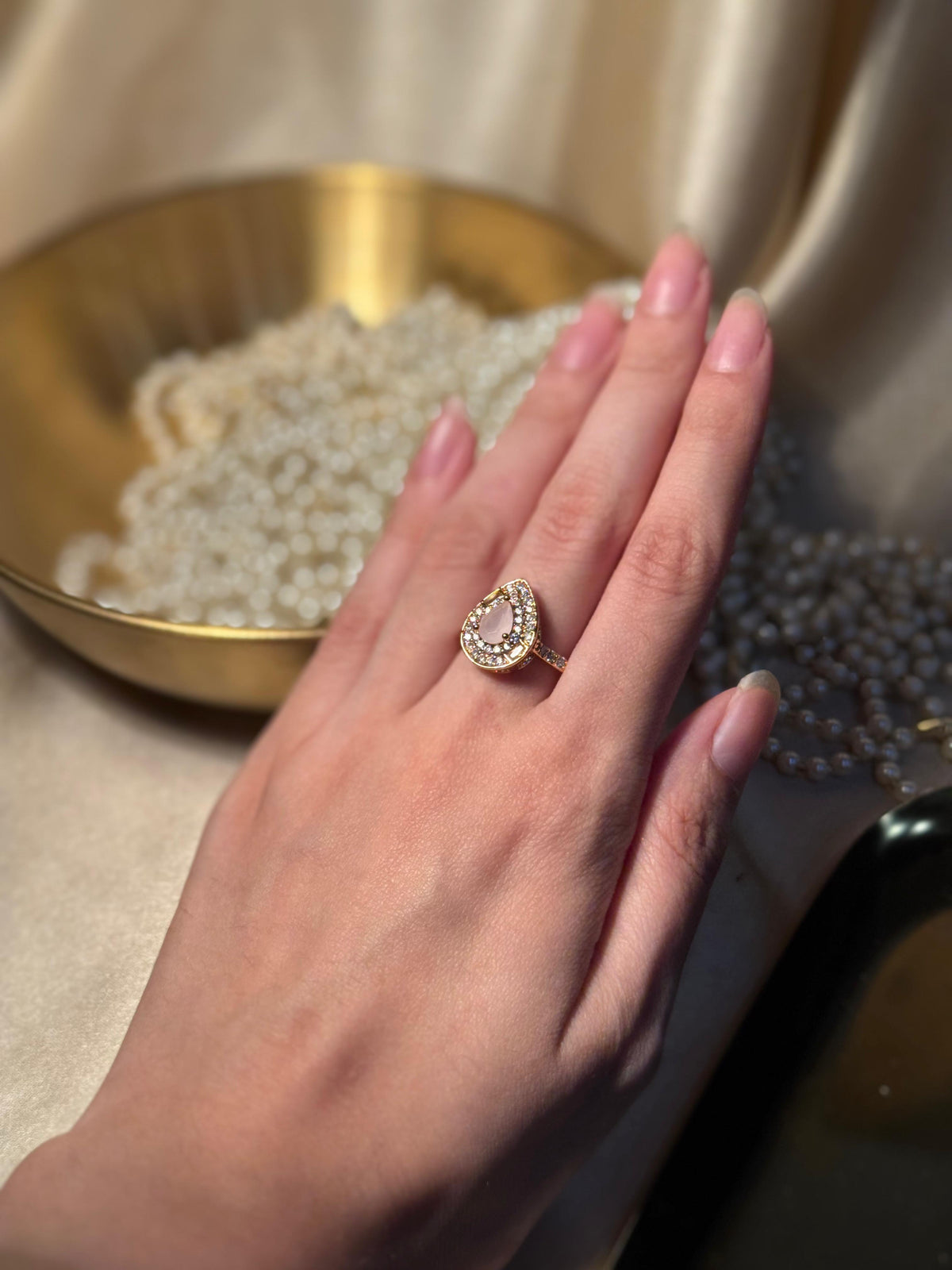 Droplet Ring Gold - Pink