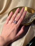 Square Bedazzled Ring Gold - White