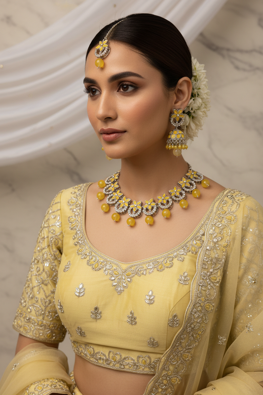 Nourah Set - Yellow and Silver