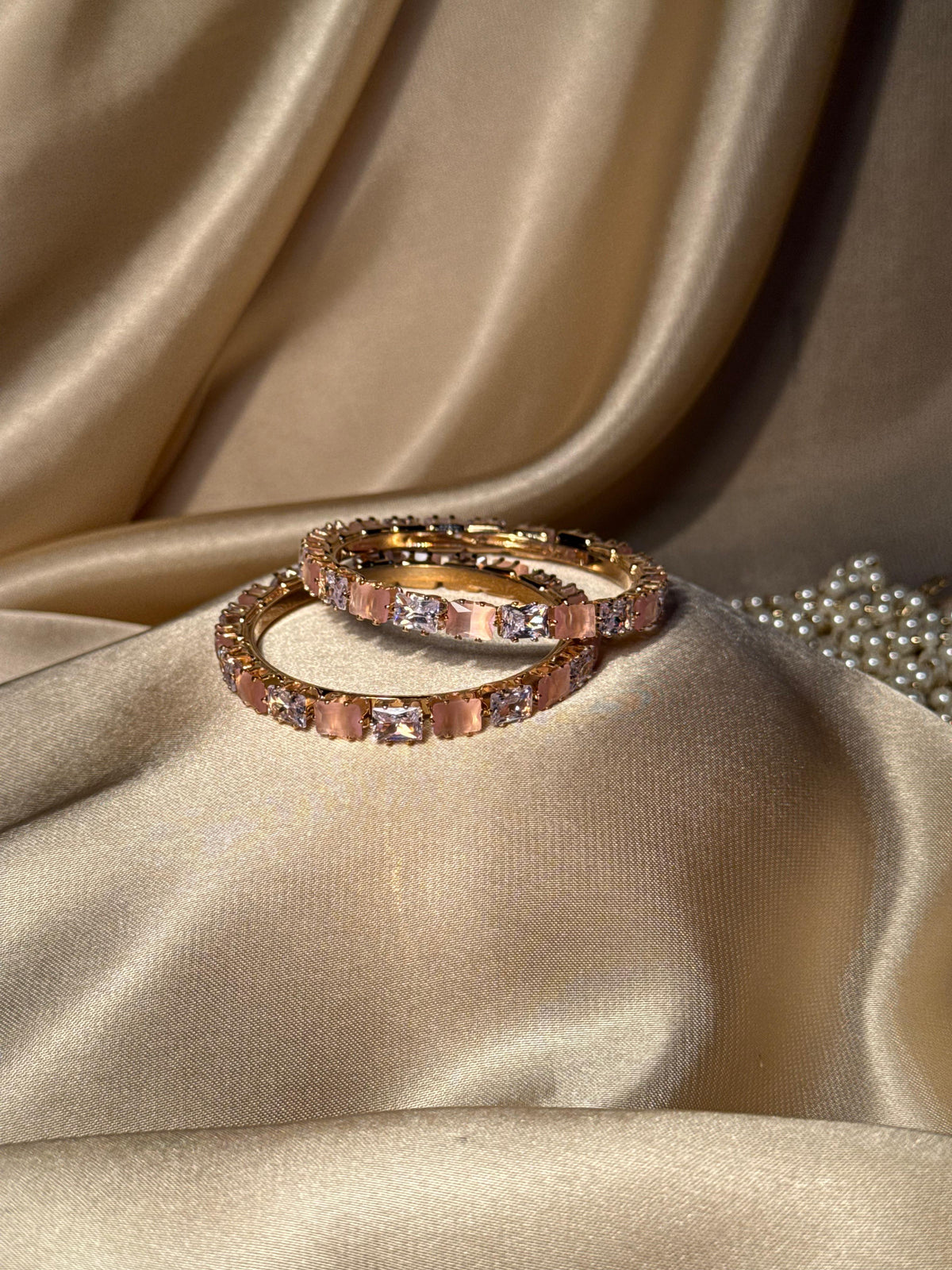 Prism bangles Gold - Pink & White  (kids collection)