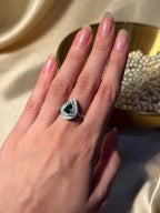 Droplet Ring silver - Dark Green
