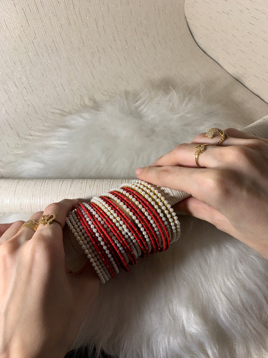Pearl and Red Bangles