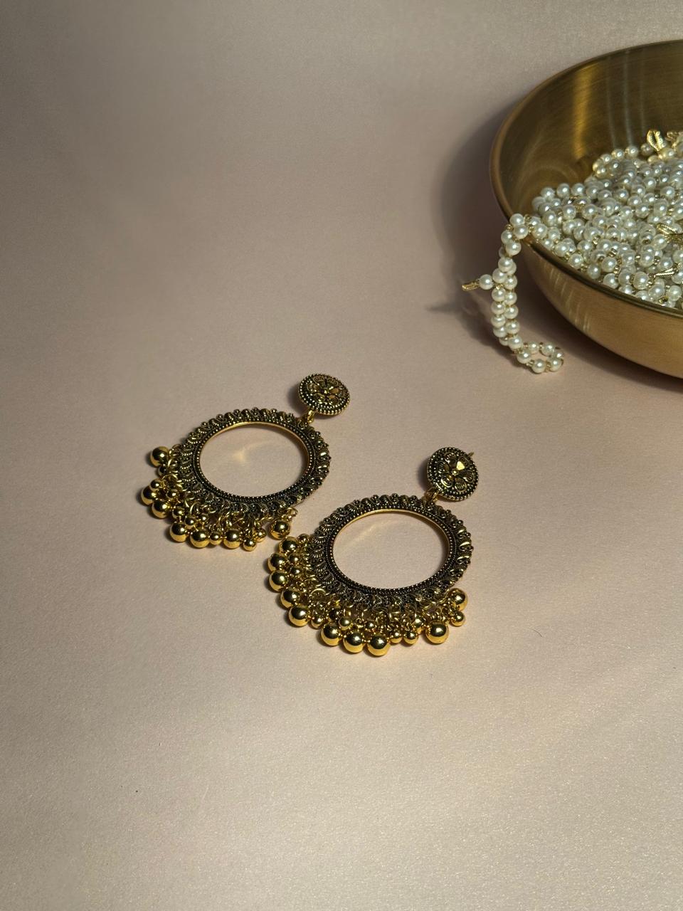 Nawab Ghungroo Earrings - Gold