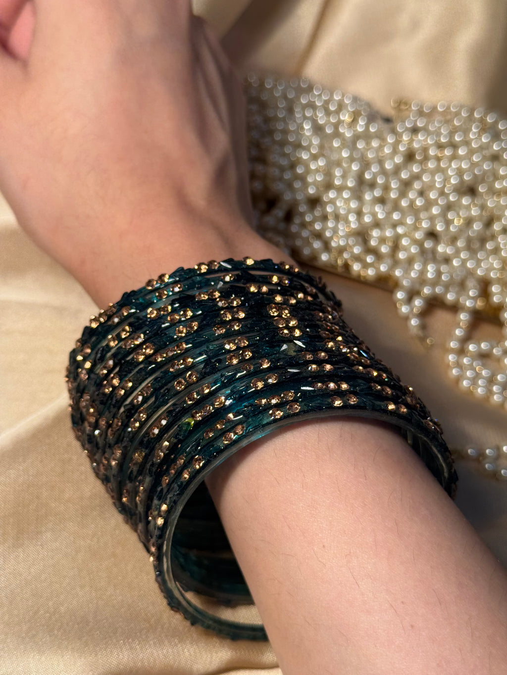 Gem bangles bottle green