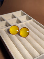 Plain summer breeze round earrings - Yellow