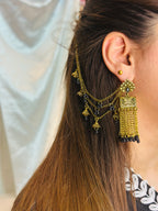 Warq jhumkay with saharay  black and gold