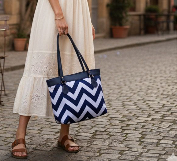SW-010 Chevron Shoulder Bag - Blue