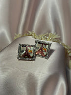 Printed summer breeze square earrings-Paris
