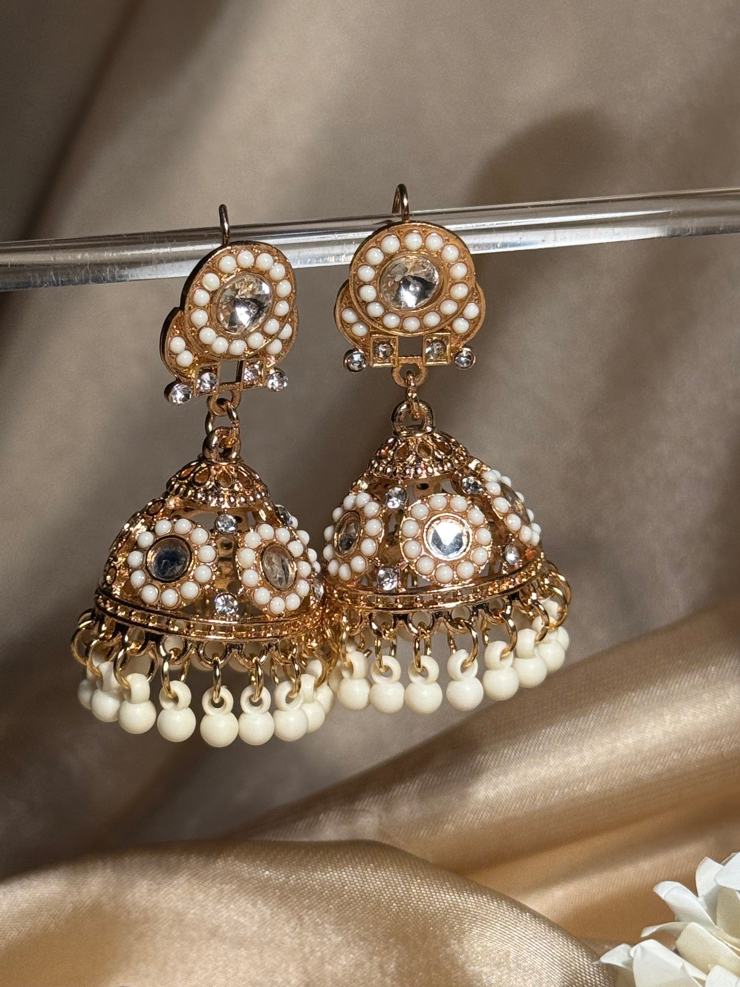 Bahar jhumkay khass collection-gold and white