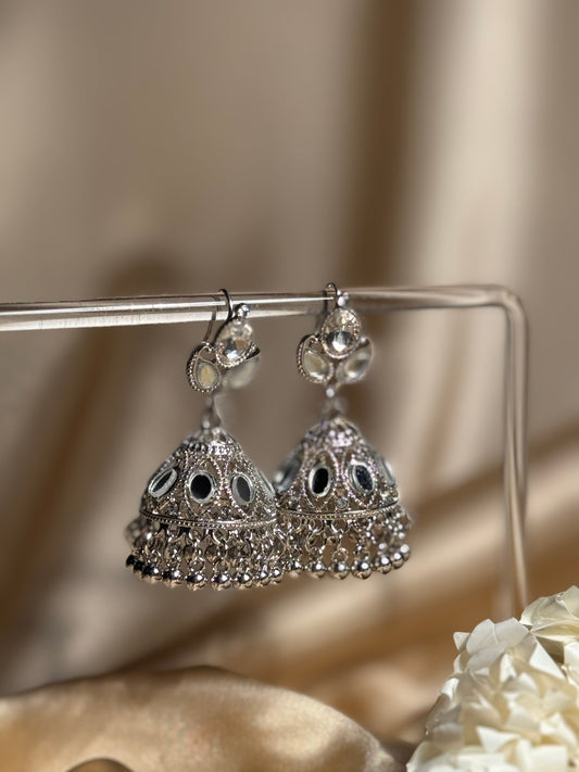 Ayna jhumki khass collection-silver