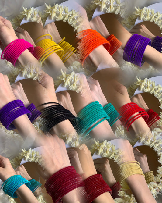 Velvet Bangles - (12 Pcs)