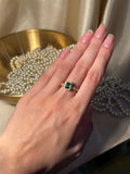Rectangle Gem Stone Ring Gold - Dark Green