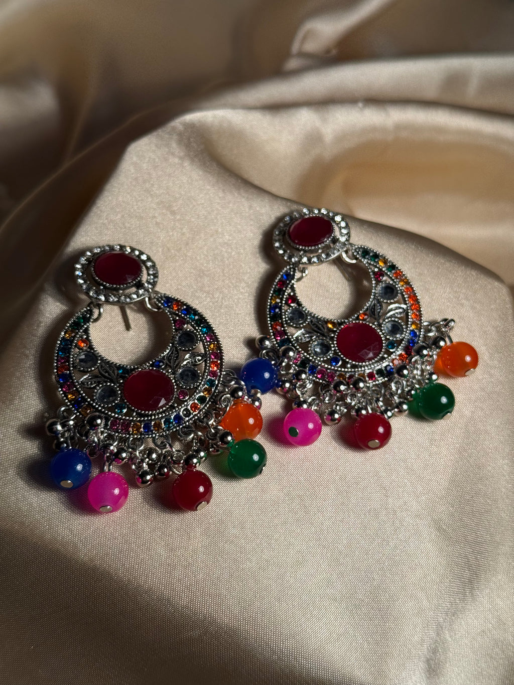 Sultana chandbali khass collection-silver and multi