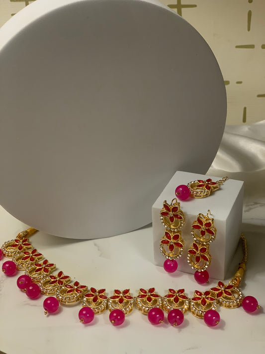 Nourah Set - Hot Pink and Gold