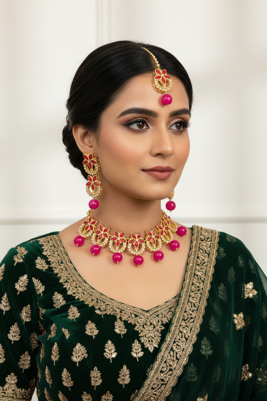 Nourah Set - Hot Pink and Gold