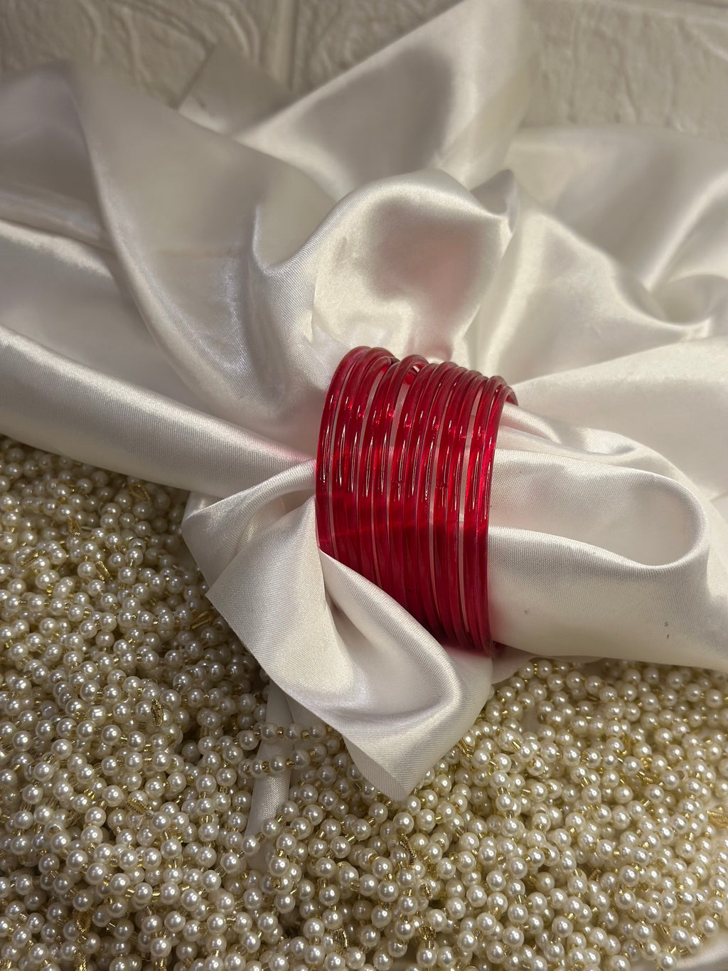 Glass bangles - Red - 12