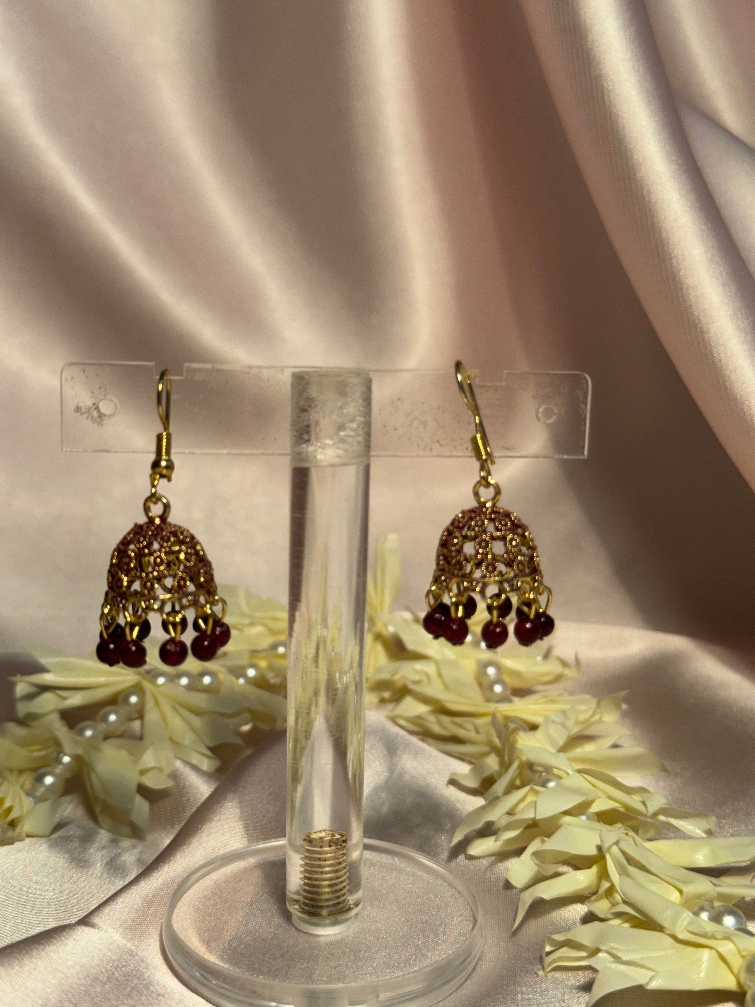Maroon zari jhumki - rozana