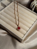 Oval Gem Necklace (Maroon)