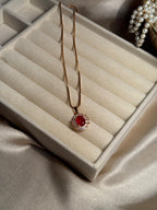 Oval Gem Necklace (Maroon)