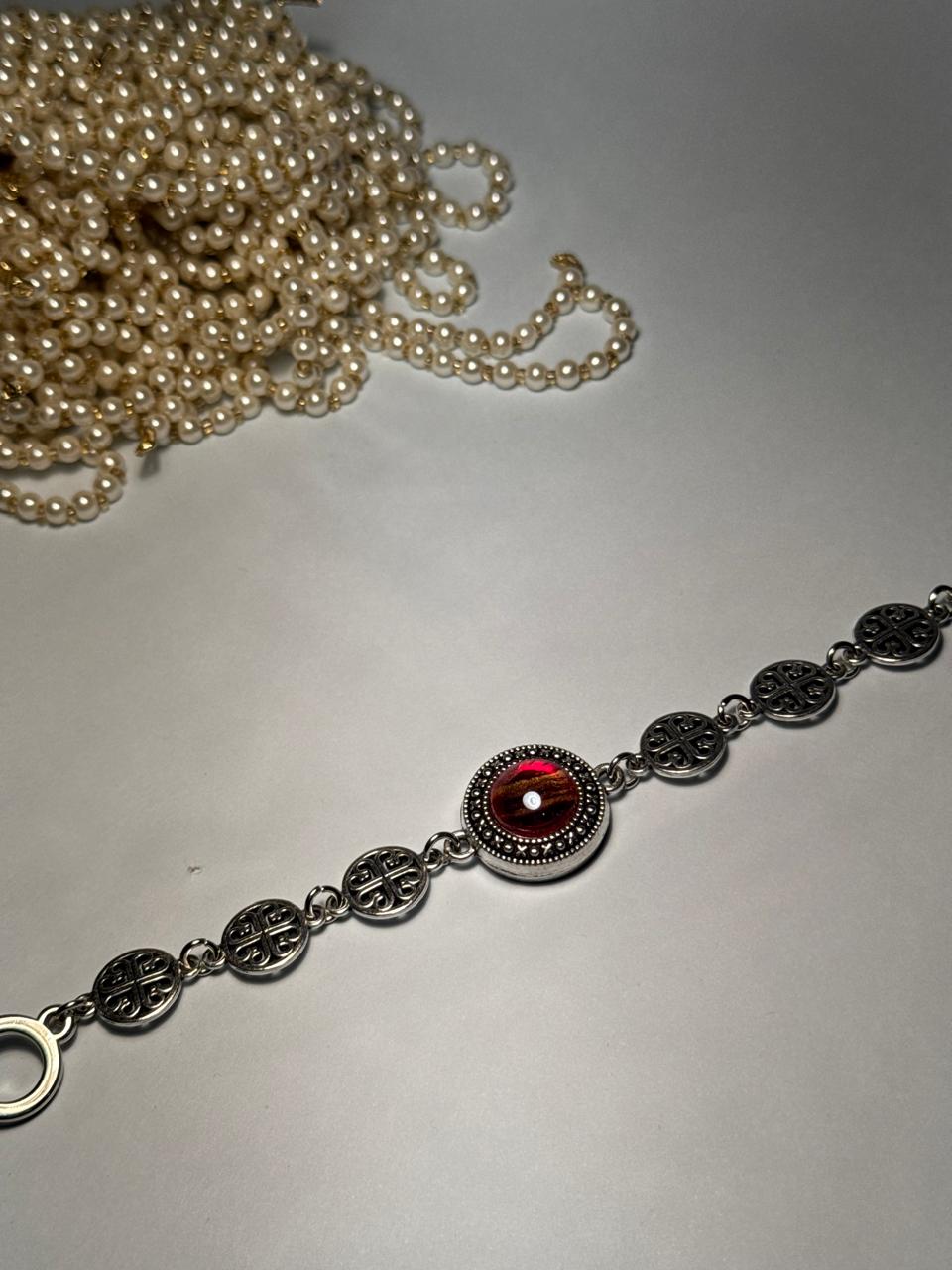 Halo Gem Bracelet - Red